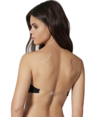 Orkide Lingerie 2850 Kadın Dolgulu Cup Straplez Sırtı Şeffaf Basıc Sütyen Siyah