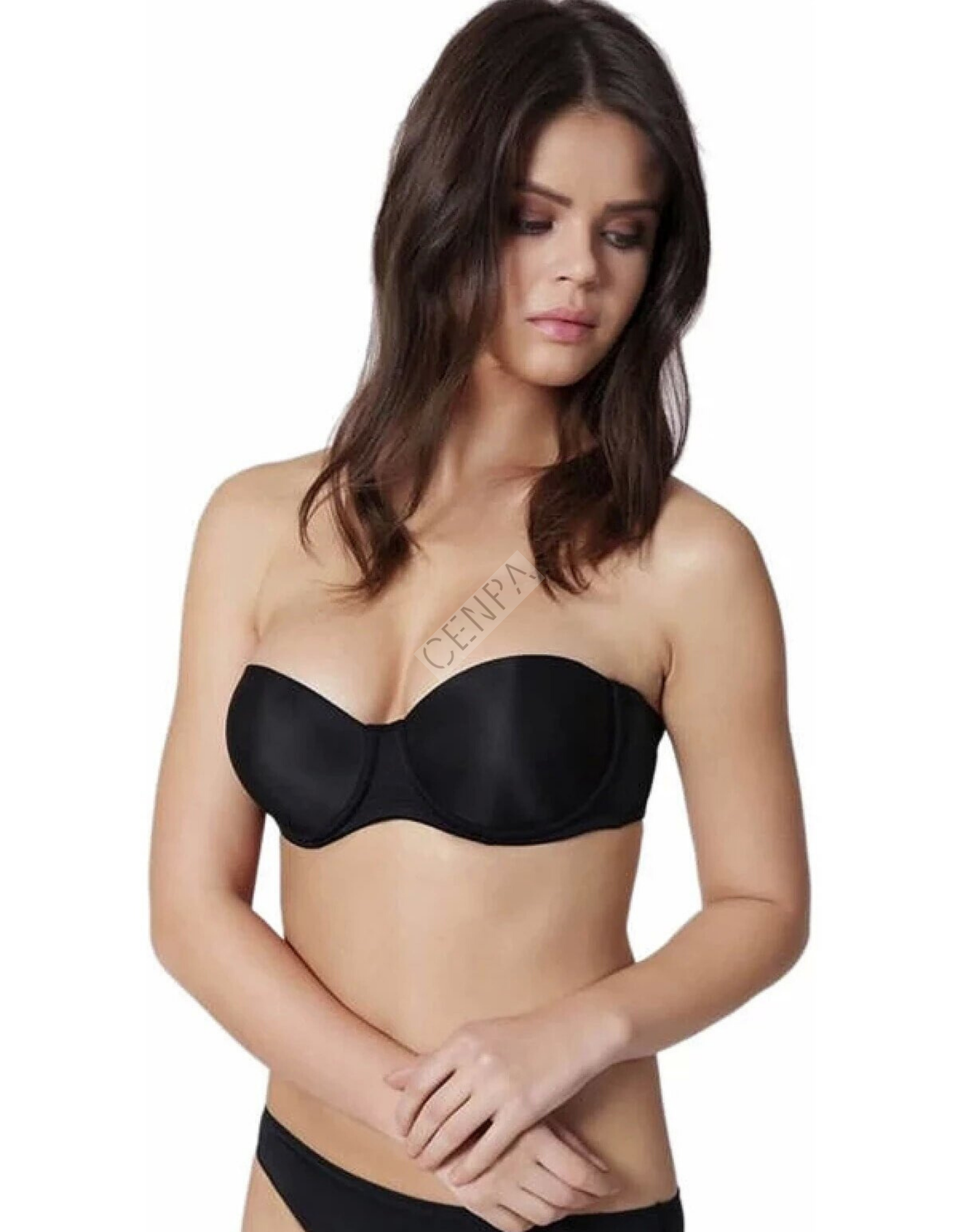 Orkide Lingerie 2550 Kadın Dolgusuz Straplez Sırtı Şeffaf Basıc Sütyen Siyah
