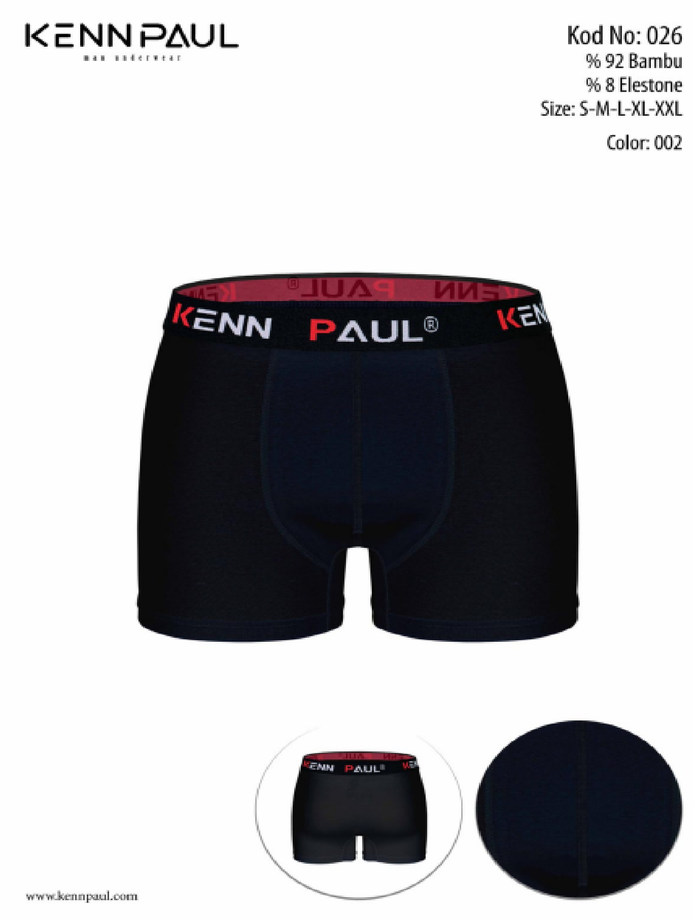 Kennpaul Erkek Bambu Boxer Siyah-026