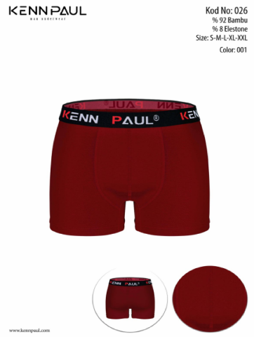 Kennpaul Erkek Bambu Boxer Bordo-026