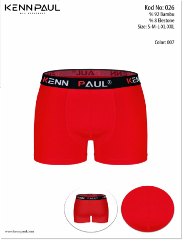 Kennpaul Erkek Bambu Boxer Kırmızı-026