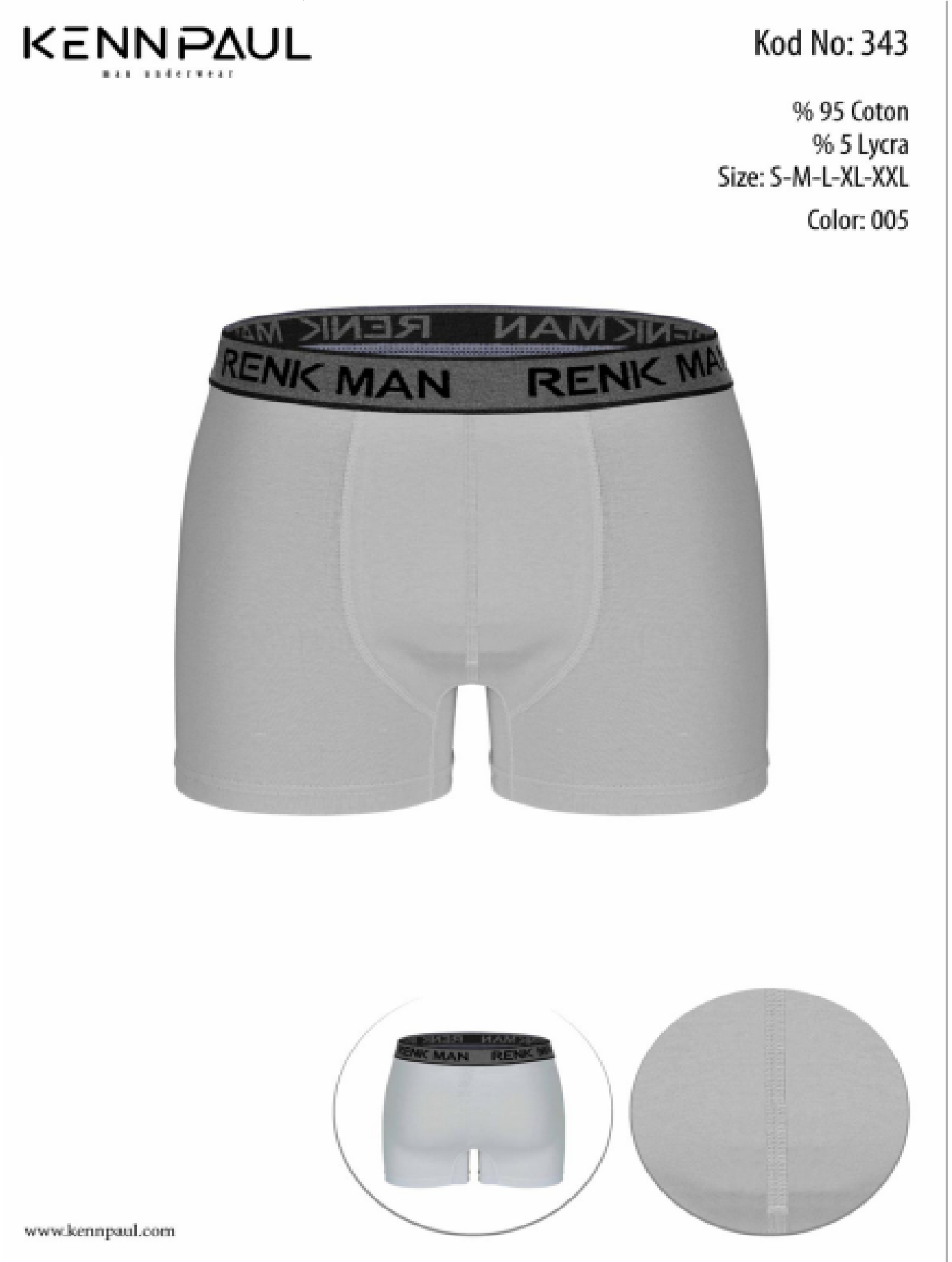 Kennpaul Erkek Likralı Boxer Gri-343