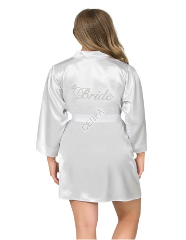 Ahu Ekru Kısa Bride Saten Sabahlık-7600