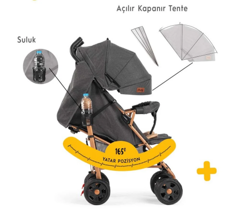 Rival Rv111 Sweet Tam Yatar Baston Bebek Arabası Kırmızı