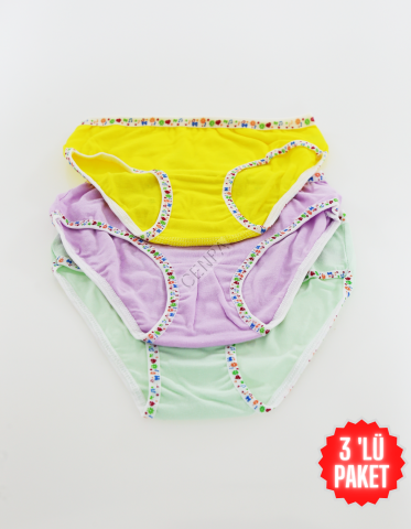 Tutku Çocuk Kız Renkli Slip 3'lü Paket