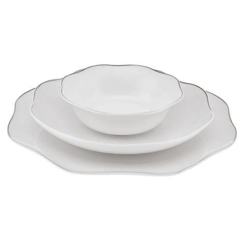 Emsan Lotus Fine Bone 18 Parça 6 Kişilik Yemek Takımı Platin-2621