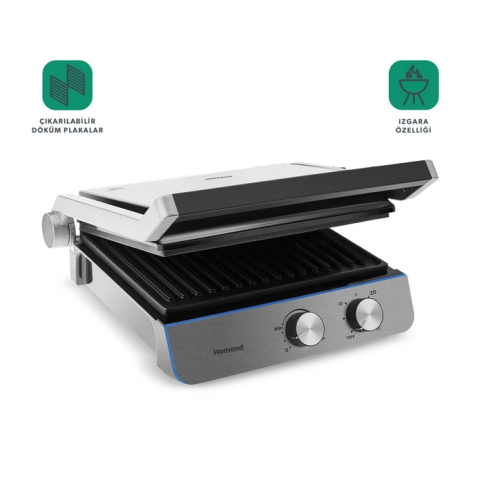 Homend Grilliant 1344H Inox Gövdeli, Döküm Plakalı Tost ve Izgara Makinesi-0433