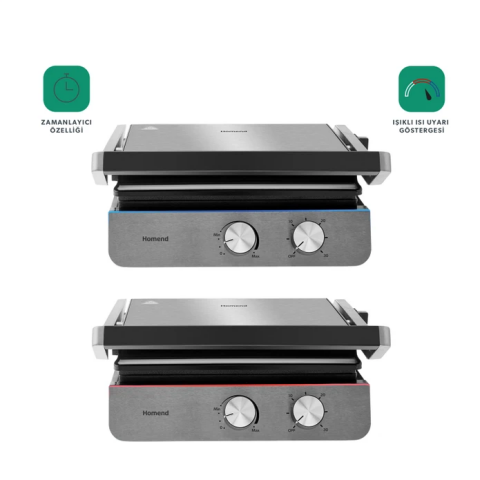 Homend Grilliant 1344H Inox Gövdeli, Döküm Plakalı Tost ve Izgara Makinesi-0433