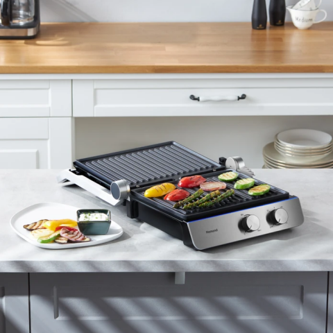 Homend Grilliant 1344H Inox Gövdeli, Döküm Plakalı Tost ve Izgara Makinesi-0433