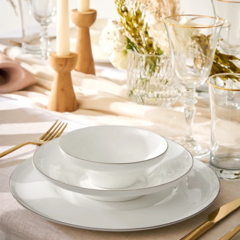 Emsan Fine Bone Alicia 18 Parça 6 Kişilik Yuvarlak Yemek Takımı Platin-2834