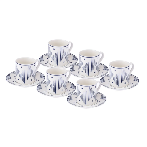 Emsan Estrella New Bone 6 Kişilik Kahve Fincan Takımı 90 ml Lacivert-3110