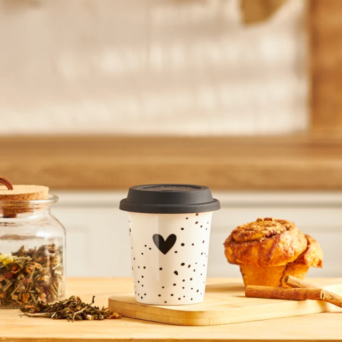 Emsan Amore Silikon Kapaklı Mug 300 ml Siyah-2959