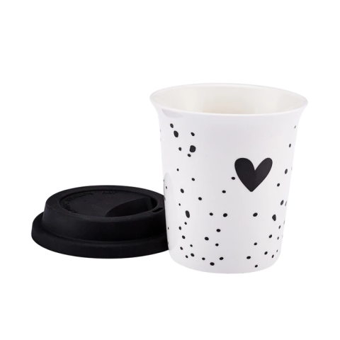Emsan Amore Silikon Kapaklı Mug 300 ml Siyah-2959