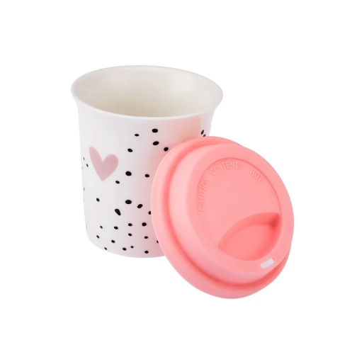 Emsan  Amore Silikon Kapaklı Mug 300 ml Pembe-2960