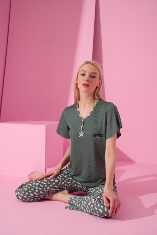 Arcan Pijama Yeşil İkili Pijama Takımı-70101-3
