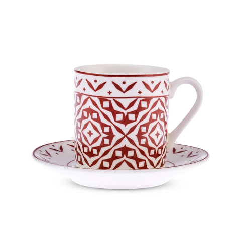 Emsan Verano New Bone 6 Kişilik Kahve Fincan Takımı 90 ml Bordo-3112