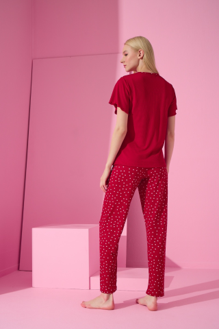 Arcan Pijama Kırmızı İkili Pijama Takımı-70101-5