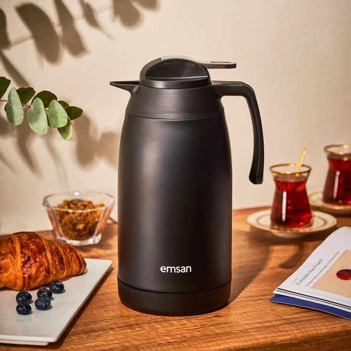 Emsan New Vega Çelik Termos 2.1 Litre Mat Siyah-2418