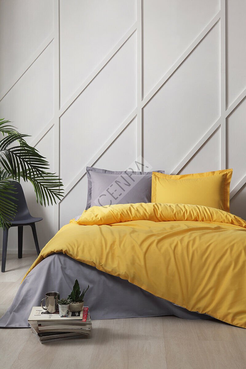 Özdilek Colormix Gri - Sarı Çift Kişilik Nevresim Takımı