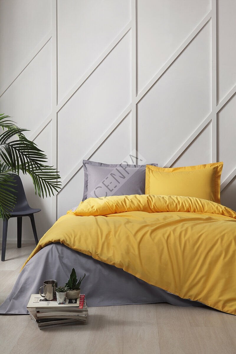 Özdilek Colormix Antrasit - Sarı Tek Kişilik Nevresim Takımı