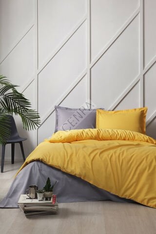 Özdilek Colormix Antrasit - Sarı Tek Kişilik Nevresim Takımı
