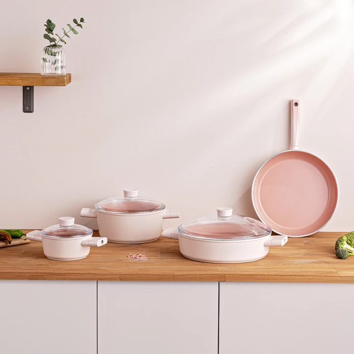 Emsan  Swiss Crystal 7 Parça Tencere Seti Pembe-3683