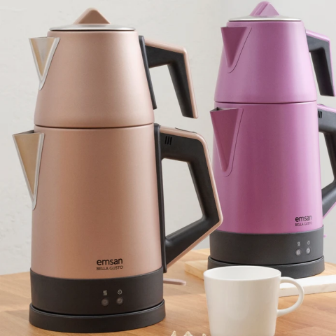 Emsan Bella Gusto Susuz Çalışma Emniyetli Elektirikli Çay Makinası Golden Pink-0068
