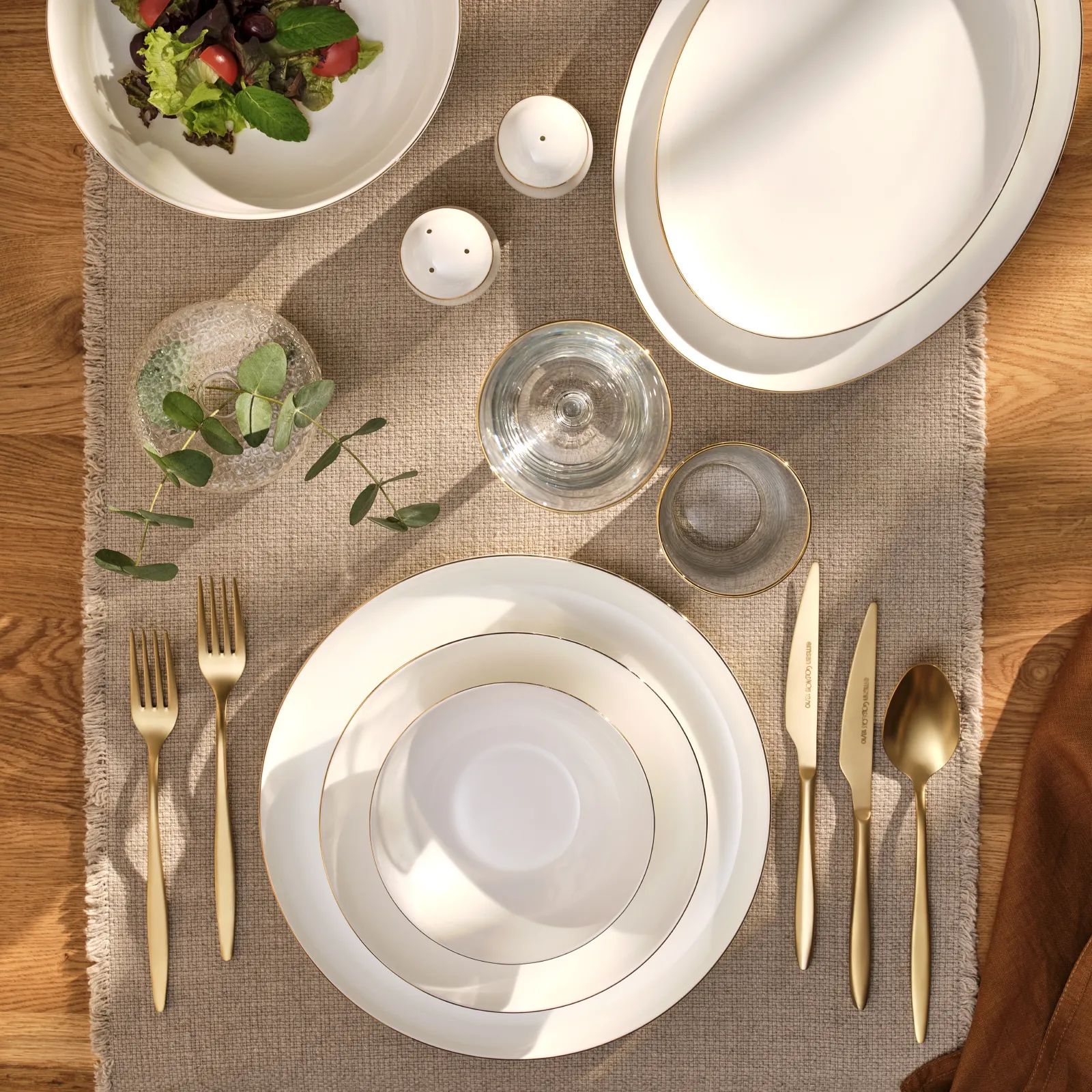 Emsan Gali Fine Bone 59 Parça 12 Kişilik Yemek Takımı Yuvarlak Gold-2580