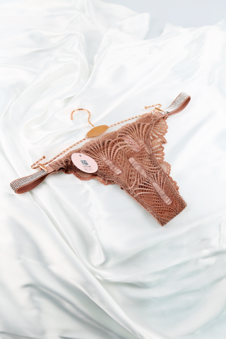 Vanilya Secret 830 Kadın Dantelli Tanga Slip Taşlı Kahve STD