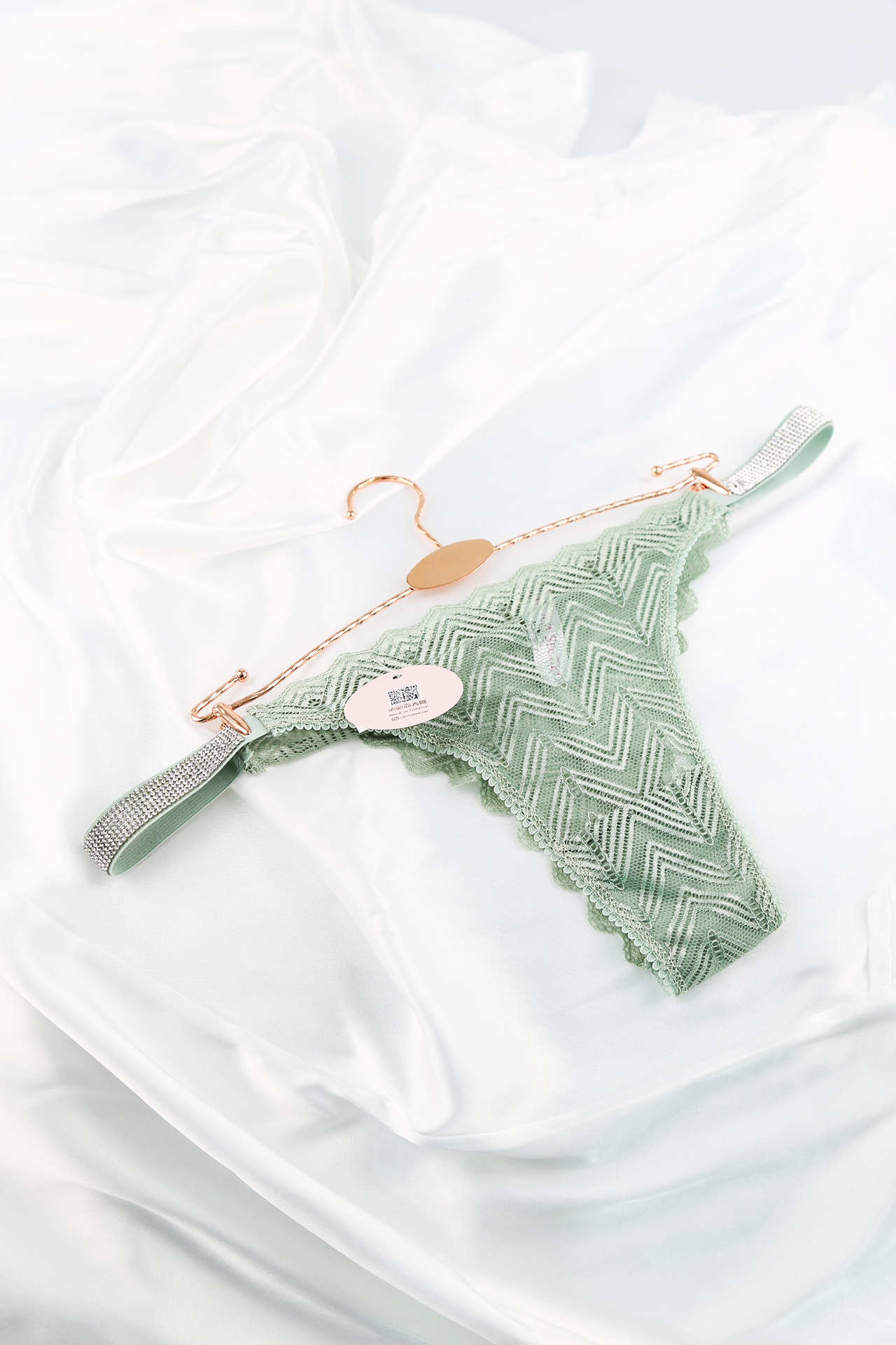 Vanilya Secret 830 Kadın Dantelli Tanga Slip Taşlı Mint STD