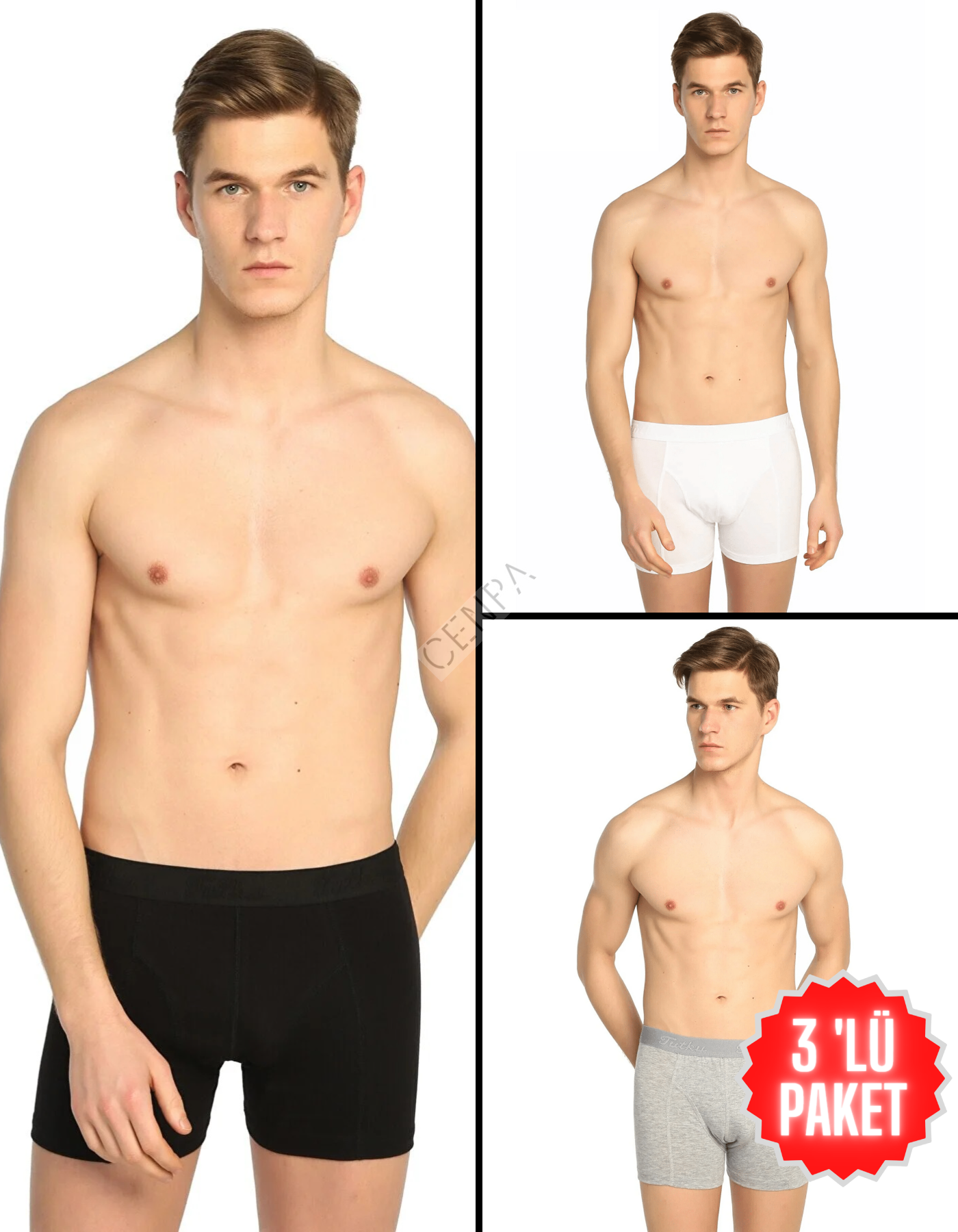Tutku Erkek Likralı Boxer 3 'lü Paket