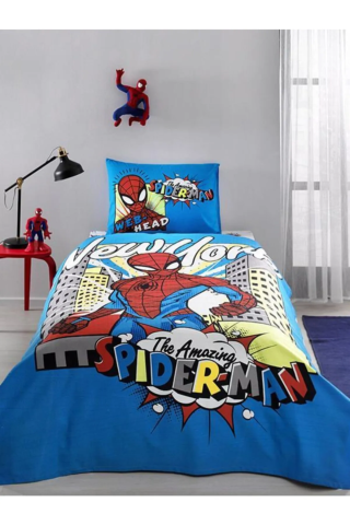 Özdilek Spiderman Wall Tek Kişilik Disney Lisanslı Lastikli Fitted Çarşaf Çocuk Pike Takımı