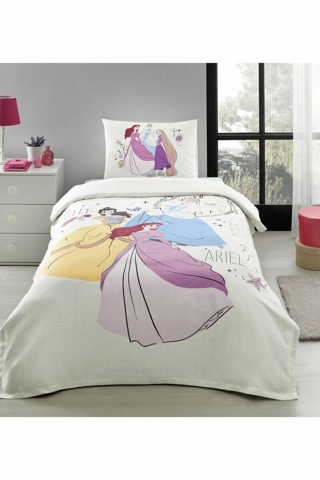 Özdilek Princess Time Tek Kişilik Disney Lisanslı Lastikli Fitted Çarşaf Çocuk Pike Takımı