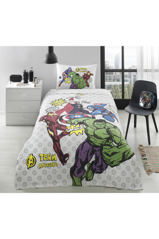 Özdilek Avengers Team Tek Kişilik Disney Lisanslı Lastikli Fitted Çarşaf Çocuk Pike Takımı