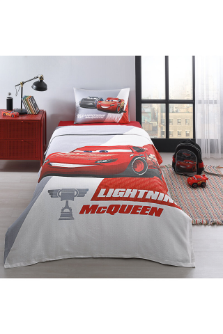 Özdilek Cars Piston Cup Tek Kişilik Disney Lisanslı Lastikli Fitted Çarşaf Çocuk Pike Takımı