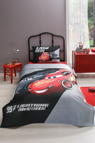 Özdilek Cars LMQ95 Tek Kişilik Disney Lisanslı Lastikli Fitted Çarşaf Çocuk Pike Takımı