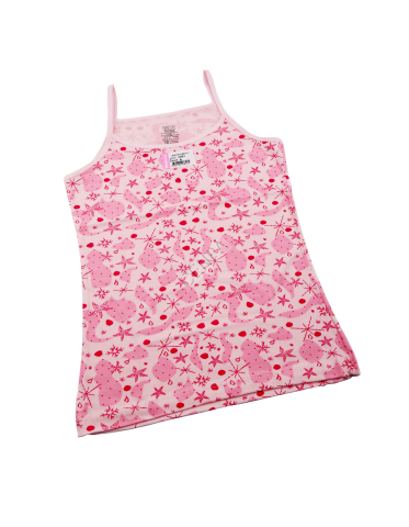 Biyokids Kız Çocuk İp Askılı 6-7 yaş Pembe Desen Renkli Baskılı Atlet