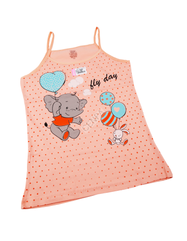 Biyokids Kız Çocuk İp Askılı 10-11 yaş turuncu fil Renkli Baskılı Atlet