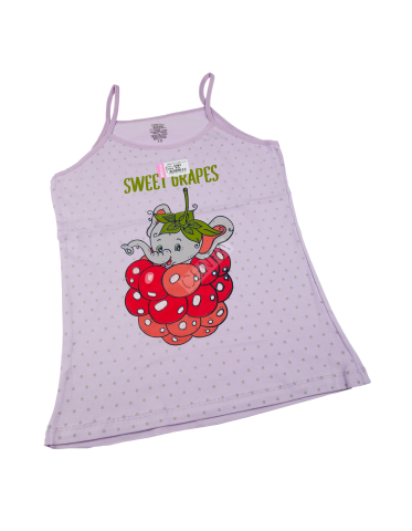 Biyokids Kız Çocuk İp Askılı 10-11 yaş lila Renkli Baskılı Atlet