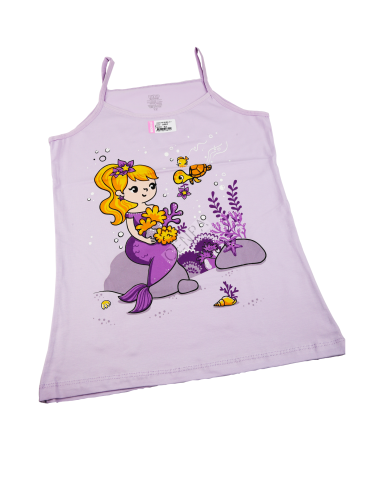 Biyokids Kız Çocuk İp Askılı 12-13 yaş Lila Renkli Baskılı Atlet