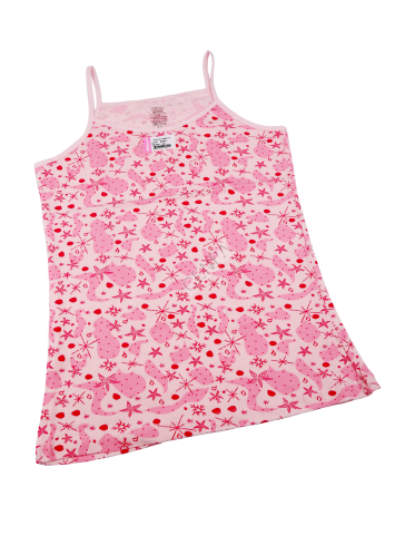 Biyokids Kız Çocuk İp Askılı 12-13 yaş Pembe Desenli Renkli Baskılı Atlet