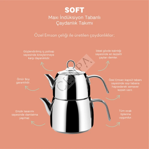 Emsan Soft  Maxi İndüksiyon Tabanlı Çaydanlık Takımı-0048