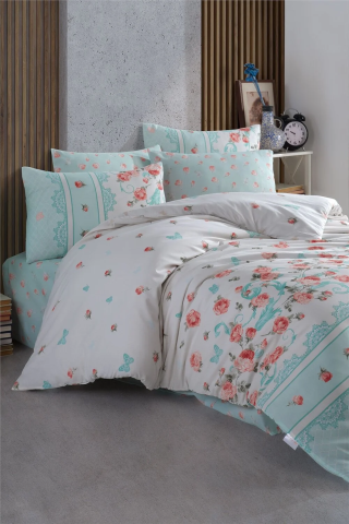 İyi Geceler İstanbul Cotton Life Tek Kişilik Nevresim Takımı - Rose Mint