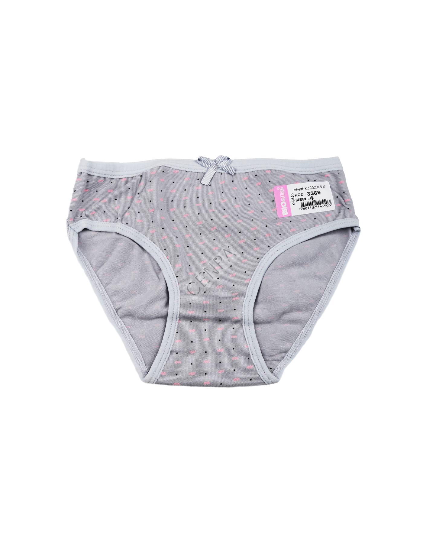 Biyokids Kız Çocuk 4-5 yaş Gri Baskılı Renkli Slip