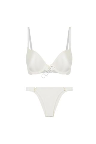 Cansoy Violet V Detaylı Ekru Destekli Sütyen Takımı-630