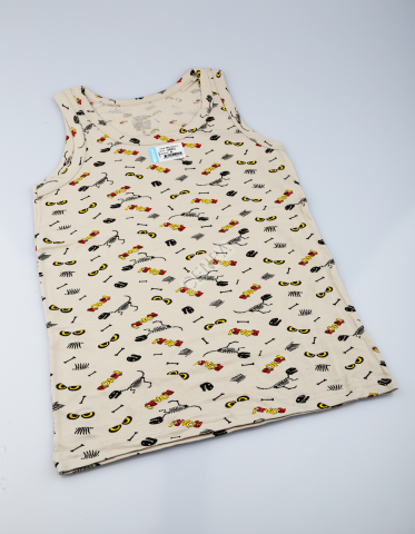 Biyokids Çocuk Erkek 8-9 Yaş Baskılı Renkli Atlet Krem