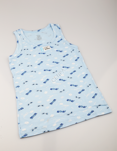 Biyokids Çocuk Erkek 8-9 Yaş Baskılı Renkli Atlet Açık Mavi