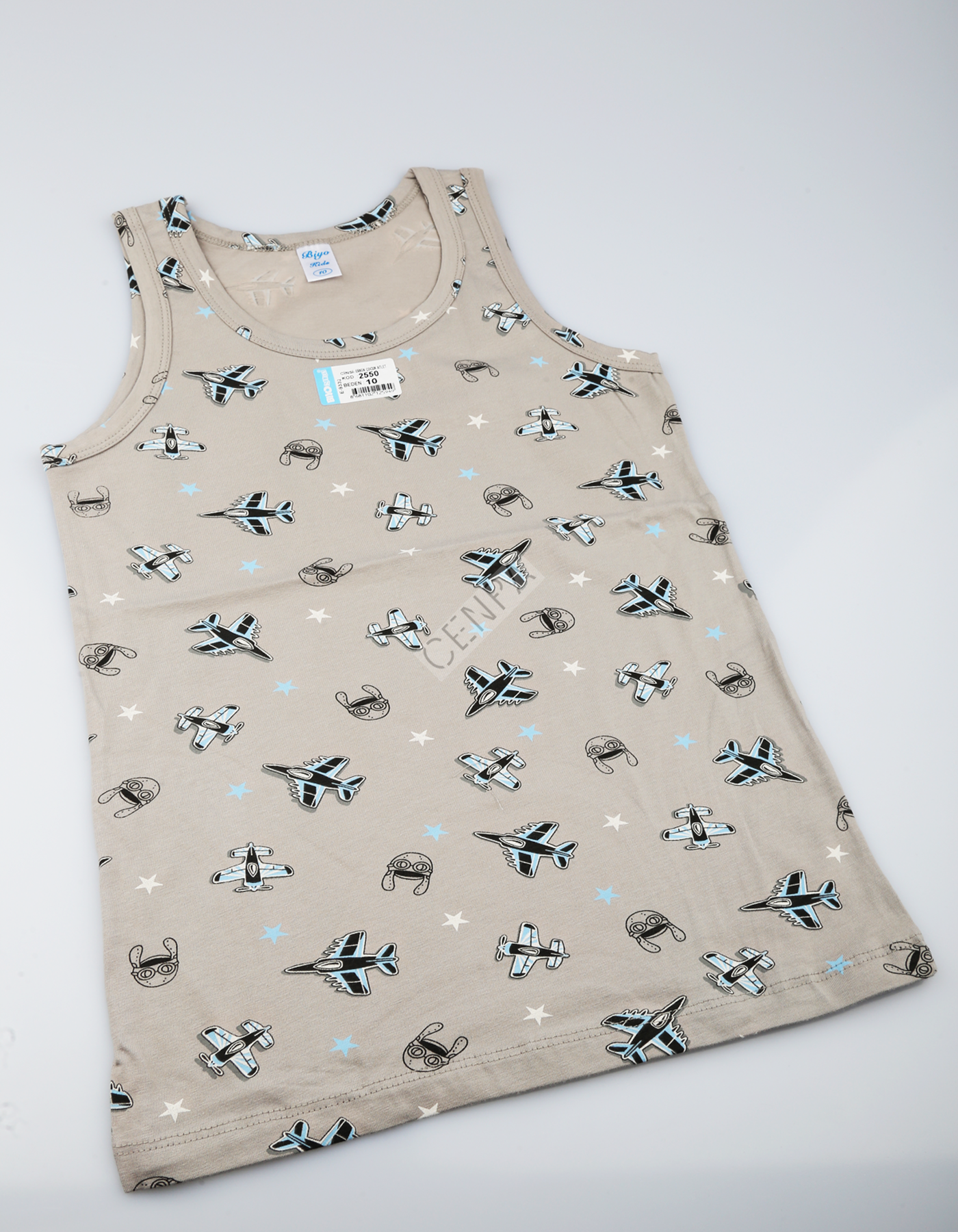 Biyokids Çocuk Erkek 10-11 Yaş Baskılı Renkli Atlet Krem