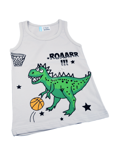Biyokids Çocuk Erkek 2-3 Yaş Baskılı Renkli Atlet Açık Gri