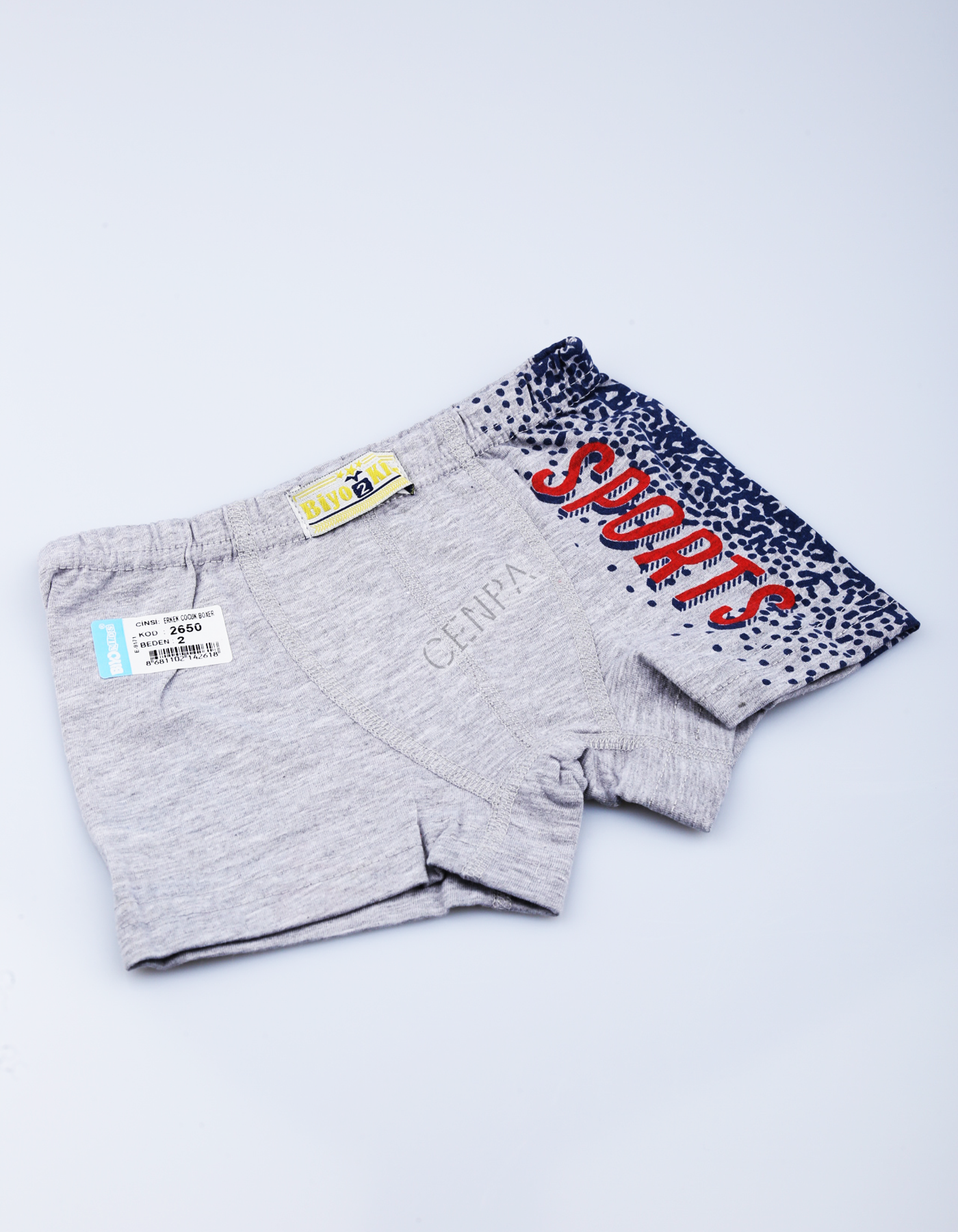 Biyokids Çocuk Erkek 2-3 Yaş Baskılı Renkli Boxer Gri